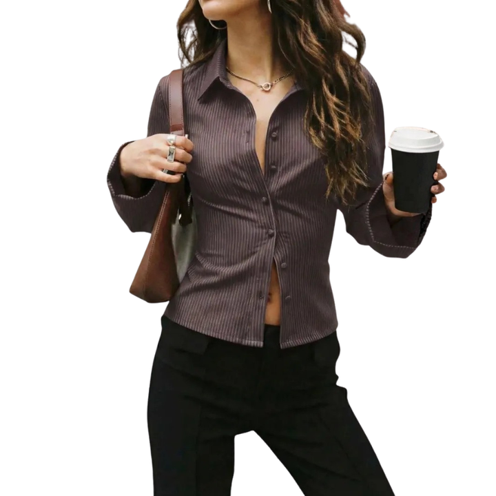 ADELAIDA™ – Classic Striped Long Sleeve Shirt