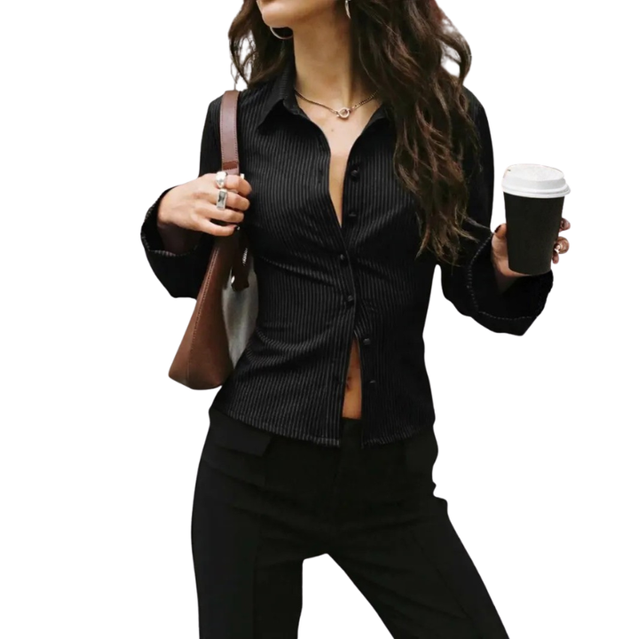 ADELAIDA™ – Classic Striped Long Sleeve Shirt