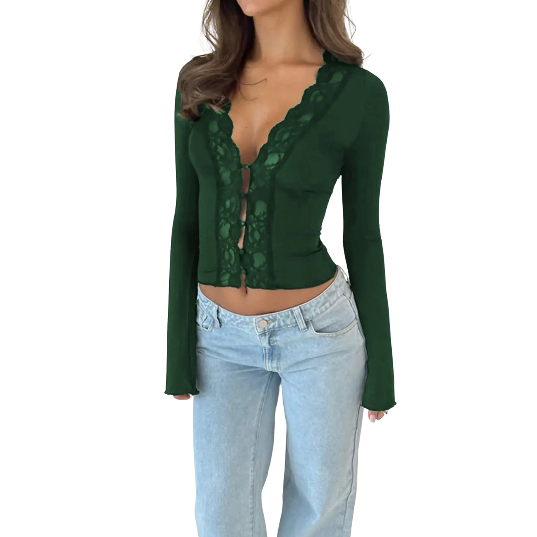 ROXANNE™ – Lace Cropped Cardigan Top